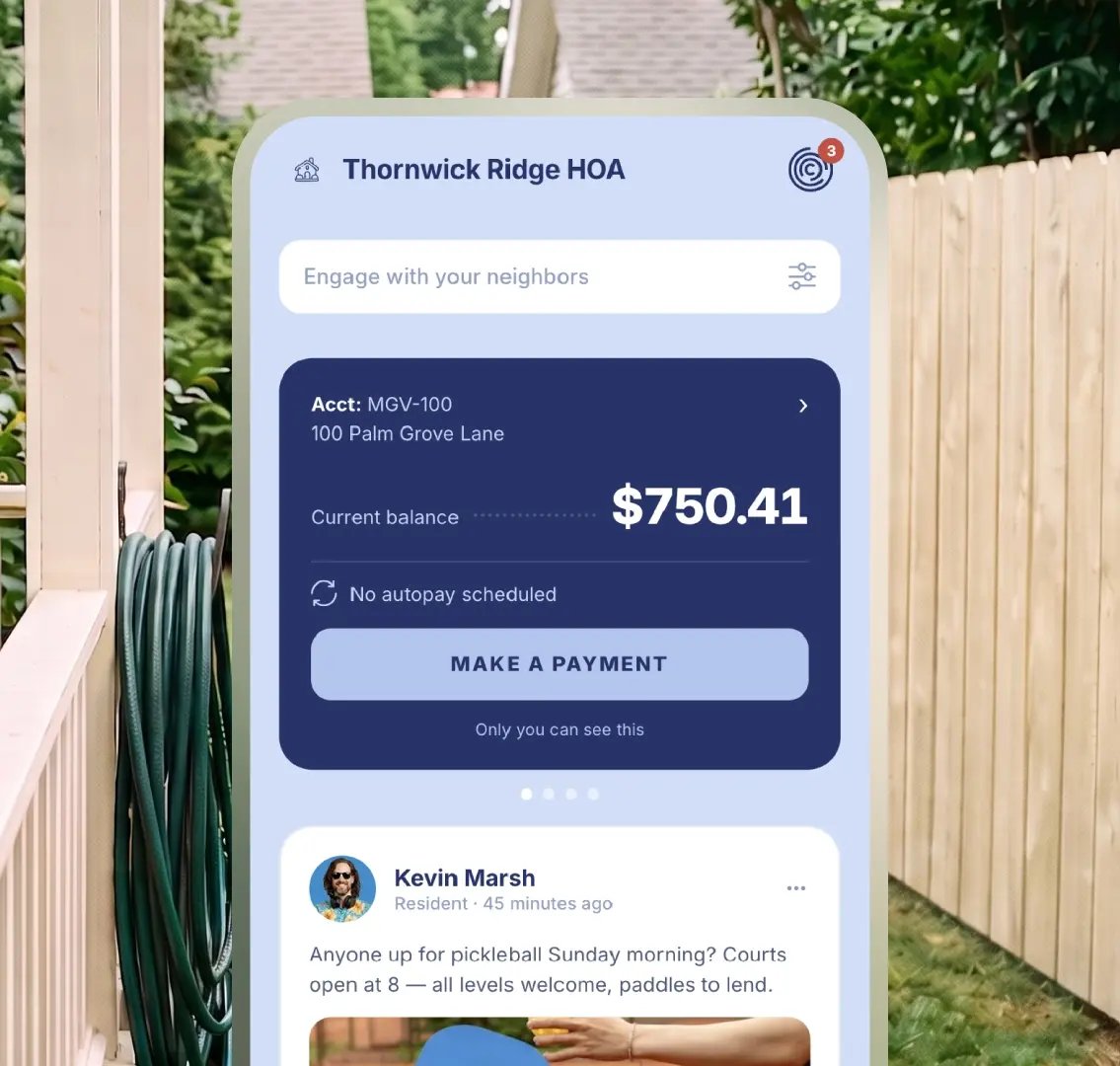 The CINC Connect app on web and mobile, showing the board and resident experience